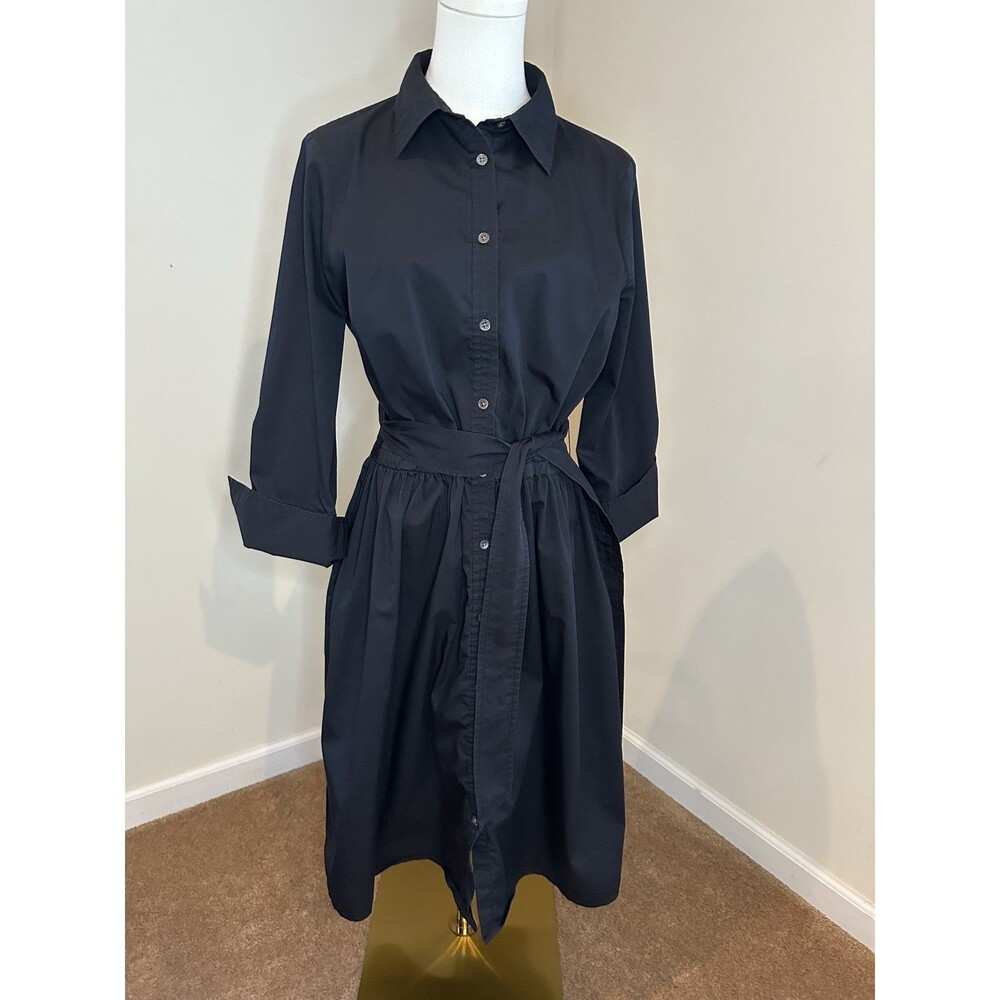Lands' End Black Shirtwaist Midi Dress